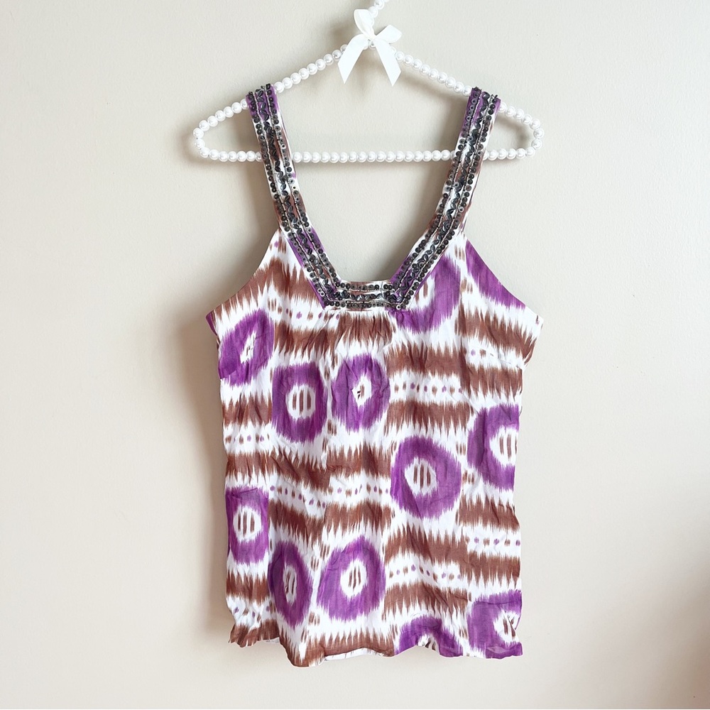 Trina Turk Beaded Ikat Tank Top